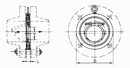 對夾(jiá)圓(yuán)片式止回(huí)閥結構示(shì)意圖