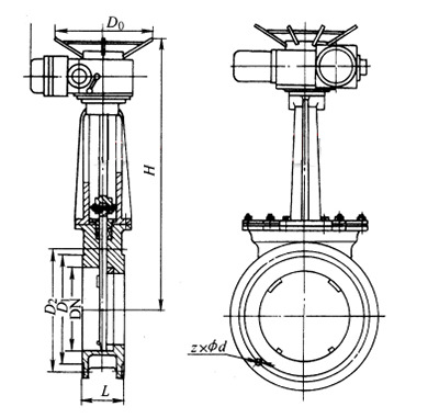電(diàn)動刀(dāo)閘閥結構(gòu)示意(yì)圖